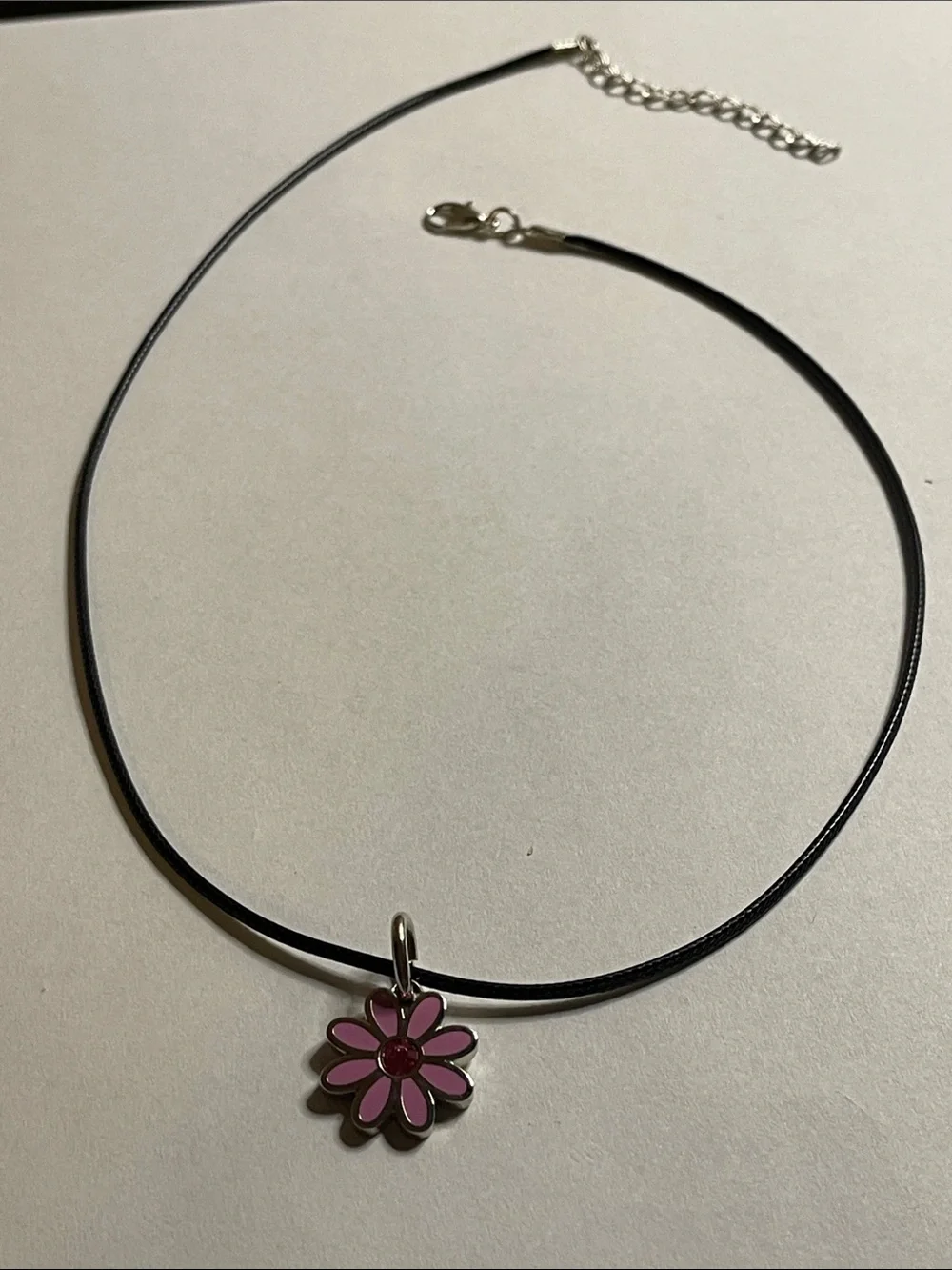 Coach Pink Daisy Pendant Necklace with a Pink Crystal Center